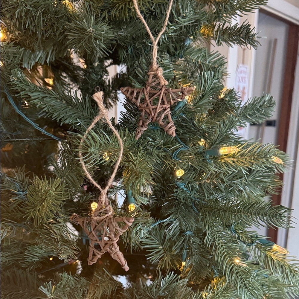 Vintage 1993 Rustic Brown Star Ornament Set